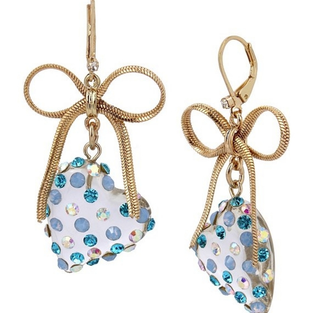 Betsey Johnson Heart & Bow Earrings